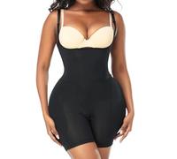 MSMXCS Women's Seamless Shapewear Bodysuit,Tummy Control Open Bust Full Body Shaper, Black Sculpting Mid-Thigh Shorts for Snatched Waist, Strapless Slimming Bodysuits for Women,Skims Bodysuit