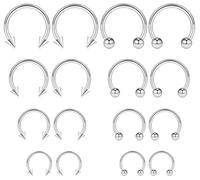 Msndnkwo Horseshoe Nose Rings Surgical Steel 16G Nose Hoop Tragus Cartiage Earring Septum Jewelry Lip Rings Rook Conch Piercing Jewelry 6Mm 8Mm 10Mm 12Mm Silver Nose Piercing Hoops, Metal Crystal