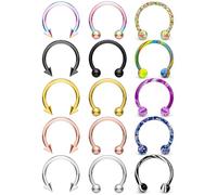 Msndnkwo Horseshoe Nose Rings Surgical Steel 16G Nose Hoop Tragus Cartiage Earring Septum Jewelry Lip Rings Rook Conch Piercing Jewelry 6Mm 8Mm 10Mm 12Mm Silver Nose Piercing Hoops, Metal Crystal