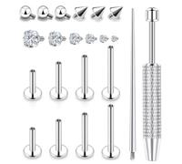 Msndnkwo Medusa Piercing Jewelry Stainless Steel Labret Jewelry Monroe Lip Rings Different Size Tragus Nail Conch Cartilage Helix Earring Stud Bar Length 6mm 8mm 10mm 12mm, Metal Crystal Surgical