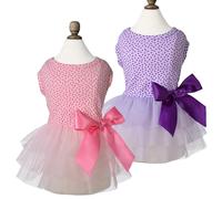 MSNFOASM 2Pack Pet Dog Tutu Skirt,Pup Tulle Spliced with Bow-Knot Dress for Small Girl Dogs Cats(Pink&Purple M)