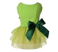 MSNFOASM Adorable Lime Green Polka Dot Tutu Dress with Satin Bow for Small Dogs and Cats (Green Dots,M)