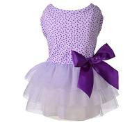 MSNFOASM Charming Starry Knit Top with Fluffy Chiffon Skirt Cat Dog Dress (Purple Stars,S)