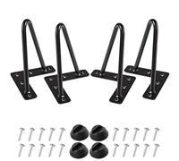 MSOBAIW 6" Hairpin Legs Heavy Metal Table Legs for Cabinet, Bedside Table, Furniture Legs, 3/8" Dia SatinTwo-Rod Iron Wire Legs for DIY Furniture