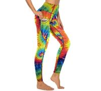 MSOKAZZLES High Waisted Exercise Yoga Pants for Women Running Sports Workout Yoga Leggings with Pockets, Colorful Tie Dye, Large