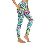 MSOKAZZLES High Waisted Exercise Yoga Pants for Women Running Sports Workout Yoga Leggings with Pockets, Green 80s 90s, M
