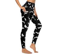 MSOKAZZLES High Waisted Exercise Yoga Pants for Women Running Sports Workout Yoga Leggings with Pockets, Bats Halloween Goth, XL