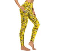 MSOKAZZLES High Waisted Exercise Yoga Pants for Women Running Sports Workout Yoga Leggings with Pockets, Rubber Duck Pattern, XL