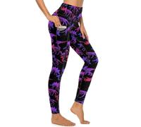 MSOKAZZLES Yoga Pants for Women with Pockets High Waisted Tummy Control Running Sports Workout Yoga Leggings, Dinosaur, S