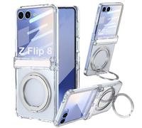 MSOTES for Galaxy Z Flip 8 Case Compatible with Magsafe - Built-in Screen Protector, Hinge Protection, 360 Spin Magnetic Stand Holder, Anti-Yellowing Slim Fit for Samsung Galaxy Z Flip8, Clear