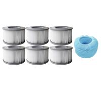 Shatchi Hot Tub Spa Filter Cartridge Pack Of 6 - 90 Pleats Filter Cartridge And 1 Mesh Covers