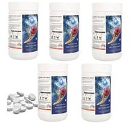 BLUE SPARKLE 5 Kg Multifunction Chlorine Tablets 4-in-1 Dispenser Tablets Sanitiser, Stabiliser, Algaecide and Clarifier for Hot Tubs and Pools 250 x Shatchi White One Size