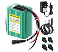 Mspalocell 24V battery 3000mAh lithium battery, max 120W output power, with charger & plug adapter & connection line, for 24V devices, solar panel, DIY reading lamp, toy boat, LED strip