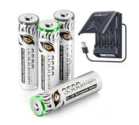 Mspalocell 3500mWh 1.5V Lithium AA Rechargeable Batteries With Quick Charger - Built-in USB Cable, LCD Intelligent Charger for 1.2V Ni-MH/1.5V Lithium Batteries (4 Pieces)