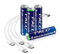 Mspalocell AAA battery USB-C lithium battery rechargeable 1.5v 1100mWh, quick charge rechargeable batteries with Type-C charging cable, LSD low self-discharge, with charging light, 4 pieces