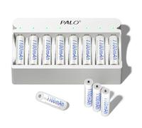 Mspalocell AAA Rechargeable Batteries with Charger, 8 Slots 5V/2A USB Portable Fast Charging for 1.2V Ni-MH Batteries, Independent Charging, 8 Rechargeable AAA Batteries with Charger