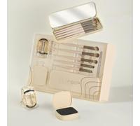 MSQ 5pcs Eye Makeup Brush Set Eyeshadow Brush,Eyelash Curler,Makeup Brush Cleaning Box with Mirror Professional Eye Makeup Applicators Eye Brushes Set