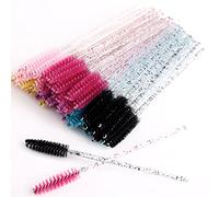 MSQ 60pcs Disposable Eyelash Brushes Spoolies Lightweight Colorful Crystal Mascara Wands - 10cm Long Eyelash Spoolies Brushes for Lash Extensions