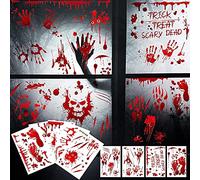 MSQ 95 Pcs Halloween Bloody Window Stickers Handprint Footprint Decals