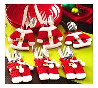 MSQ Table Decorations 4pcs Christmas Cutlery Holders Pockets Knifes Forks Red Bag Santa Suit Xmas Party Dinner Table Decoration Novelty Decorations