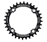 MSRECK Round Oval Chainring 104 BCD 32T 34T 36T 38T Narrow Wide Single Chain Ring for Road Bikes, Mountain Bikes, BMX MTB Bike (Black Round, 32T)