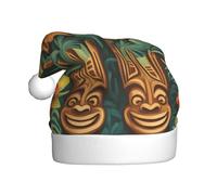 MSRHIUEF Aloha Tiki Pattern Pattern Christmas Hat for Adult Festive Celebrations as a Gift for Men and Women