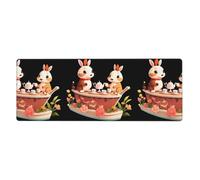 MSRHIUEF Animal Tea Party on The Flower Boat Pattern Extra Large Mouse pad Mousepad 12x31.5in for Office Gaming Learning