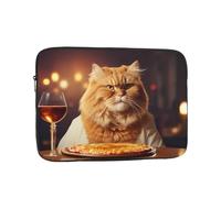 MSRHIUEF Cat Eating Pizza Stamp Portable Laptop Sleeve Case - Shockproof Portable Laptop Sleeve Bag 13 inch for Men and Women Business Travel, Office Daily Use
