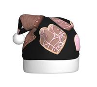 MSRHIUEF Chocolate Heart Cookies Pattern Christmas Hat for Adult Festive Celebrations as a Gift for Men and Women