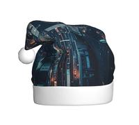 MSRHIUEF City Route Pattern Christmas Hat for Adult Festive Celebrations as a Gift for Men and Women