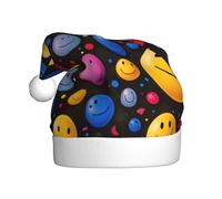 MSRHIUEF Colorful smiley faces Pattern Christmas Hat for Adult Festive Celebrations as a Gift for Men and Women