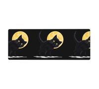 MSRHIUEF Little Black cat Under The Moon Pattern Extra Large Mouse pad Mousepad 12x31.5in for Office Gaming Learning