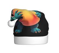 MSRHIUEF Little monster holding peach Pattern Christmas Hat for Adult Festive Celebrations as a Gift for Men and Women