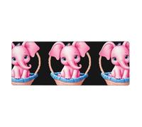 MSRHIUEF Little Pink Elephant in The Flower Basket Pattern Extra Large Mouse pad Mousepad 12x31.5in for Office Gaming Learning