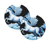 MSRHIUEF Pegasus on The Clouds Printing Car Coaster Set of 2 Waterproof, Quick Drying, Odorless for Most Cars, Trucks, SUVs