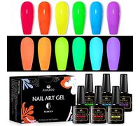 MSRUIOO Glow in the Dark Gel Nail Polish, 6 Colors Luminous Neon Gel Polish Set Fluorescent Bright Colors Hot Pink Yellow Purple Glow Effect Soak Off UV Gel Polish for DIY Nail Art Design