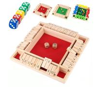 MSRXUP Shut The Box Game, Wooden Dice Board Game for 2-4 Players, Flip Number Panels, Upgraded Math Learning Tabletop Game for Kids & Adults, for Home, Classroom, and Family Game Nights (Red)