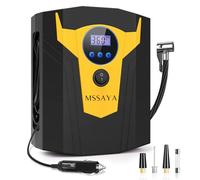 MSSAYA Car Tyre Inflator Air Compressor, 150 PSI Digital Car Tyre Pump - 12V DC Electric Car Pumps for Tyres with Auto Shutoff - Car Accessory with LED Light, 3 Nozzles for Car, Bike, Motorcycle,Ball.