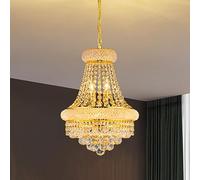 MSSIAN Empire Style Gold Crystal Chandelier,Smart Dimmable 6-Light K9 Crystal Lighting Fixture with Adjustable Chain for Dining Room Living Room Bedroom Home Hotel D42cm