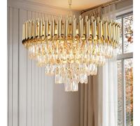 MSSIAN Large Modern K9 Gold Crystal Chandelier 5-Tier W60CM, Pendant Light