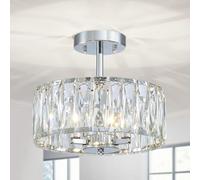MSSIAN Modern Crystal Chandeliers E14*3-Light Round Small Contemporary Pendant Ceiling Hanging Light Fixture for Dining Room Living Room Foyer Bedroom Entryway Foyer Staircase W32cm