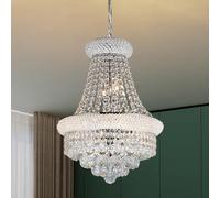 MSSIAN Modern K9 Crystal Chandelier,6-Lights Smart Dimmable Ceiling Light Silver Lighting Fixture for Dining Room Living Room Entryway D42CM
