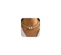 MSSIEJEW Chunky Choker Necklace Chunky Gold Choker Necklace Geometric Sphere Necklace Gold Thick Statement Necklace for Women, One Size, Metal, No Gemstone