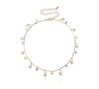 MSSIEJEW Cute Choker Necklace for Women Colorful Daisy Flower Cherry Evil Eye Necklace for Women Cute Gold Dainty Simple Necklace for Women Jewelry Gifts, Zinc, No Gemstone