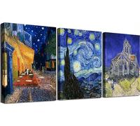 MSSPART Giclee Canvas Prints for Wall Decor, Van Gogh Classic Artwork, Starry Night Painting Reproduction, Photo Print for Wall Decor 12x16x3pcs