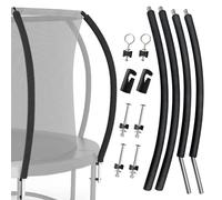MSSVIGING 2 Sets Trampoline Curved Net Poles, Universal, 10 to 16 ft | Curved enclosure net poles, hardware and foam padding included, fits 10 to 16 ft frames with plastic tube cap, check fit