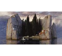 MSTECO Classic Famous Artwork Modern Canvas Painting Isle of the Dead by Arnold Böcklin for Office Decor 60x90cm