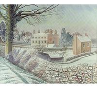 MSTECO Classic Famous Artwork Modern Canvas Painting Vicarage in the Snow by Eric Ravilious for Office Decor 60x90cm