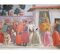 MSTECO Famous Wall Art Print Canvas Prints Artwork Raising of the Son of Theophilus and St Peter Enthroned by Filippino Lippi for Living Room Decor 60x90cm