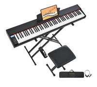 MSTNE - 88 Keys Digital Piano Keyboard with Piano Bench, Portable Electric Piano with Adjustable Stand, Carry Case, Sustain Pedal, Headphones, Black